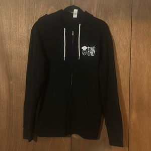 Men’s Large zipper hooded sweatshirt black MAD CHEF brewery beer drink local